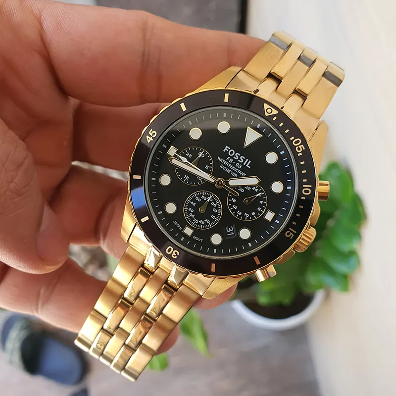 Fossil FB-01 Chronograph Gold-Tone Black Dial Men's Watch- FS5836